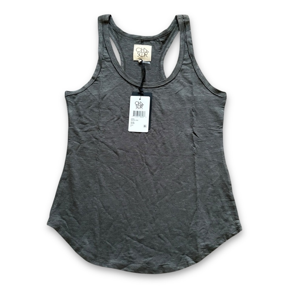 Chaser Linen Jersey Seamed Shirttail Racerback Tank Top Safari NWT Size Small